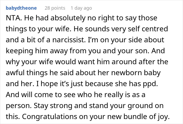 Comment describing brother-in-law as self centered and warning to keep away Comment describing brother-in-law as self centered and warning to keep away