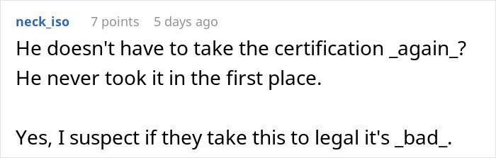 Comment questions certification requirements and legal risks related to AI use