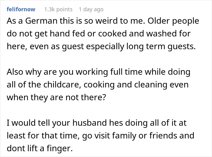Comment on cultural expectations and full-time work during in-laws' visit Comment on cultural expectations and full-time work during in-laws' visit