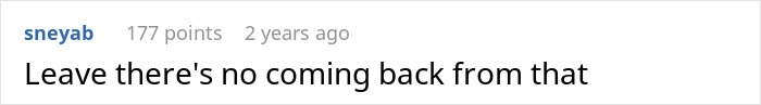 A comment with username sneyab saying Leave there's no coming back from that, reflecting on postpartum wife's actions.