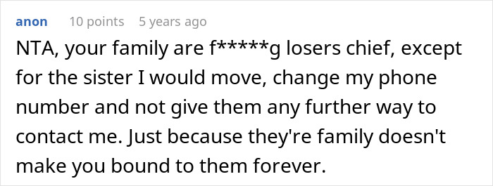 Comment advising distancing from family demanding money from rich daughter Comment advising distancing from family demanding money from rich daughter