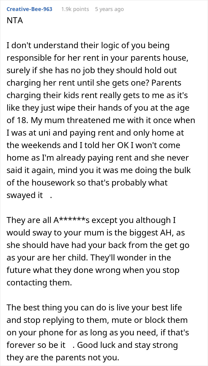 Cruel Parents Let Spoiled Daughter Ruin Son's Life, Have The Nerve To Ask He Pay Her Rent To Them