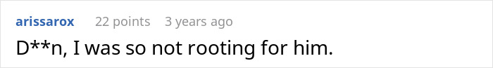 A user comment D**n, I was so not rooting for him, implying regret from a man who leaves his wife and kids.
