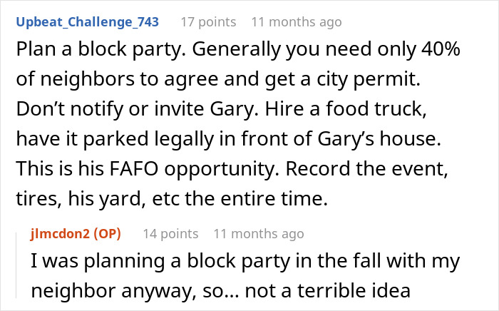 Plan for block party to document nightmare neighbor's vandalism activities