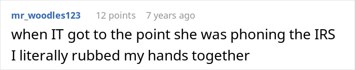 Comment excited about IRS involvement in cult family revenge