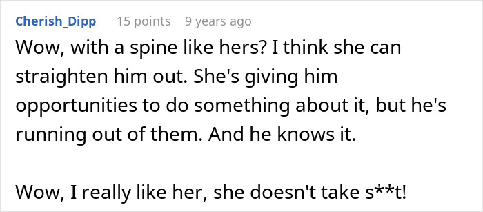Comment praising woman's strong character in marriage Comment praising woman's strong character in marriage