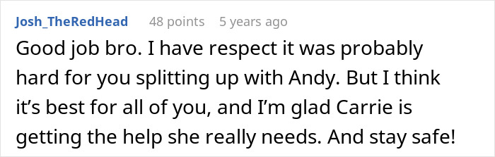 Supportive comment on split and hope for stepdaughter's needed help