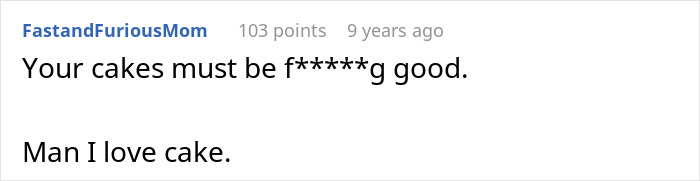 Comment praising the quality of the wedding cake Comment praising the quality of the wedding cake