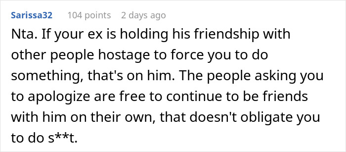 Comment supporting cosplayer dealing with ex's friendship tactics Comment supporting cosplayer dealing with ex's friendship tactics