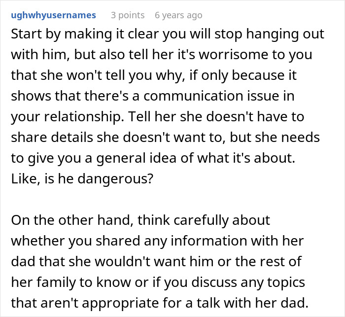 A Reddit comment advises a man on handling his relationship with his GF's dad, focusing on clear communication.