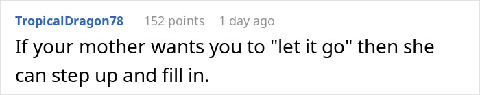 Comment suggesting mother should step in and babysit Comment suggesting mother should step in and babysit