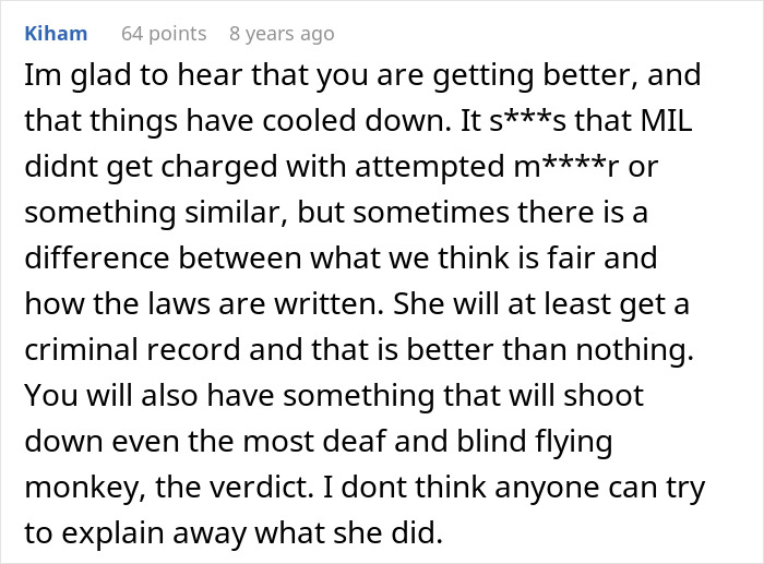 A Reddit comment discussing a MIL's actions, mentioning the grandkid's allergies and the resulting ER visit, with strong opinions on accountability.