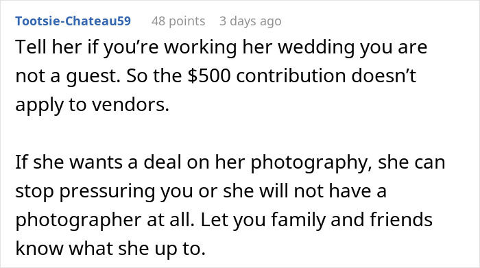 Bride Furious Sibling Refuses To Give Her $500 Wedding Gift After Agreeing To Work For Her For Free