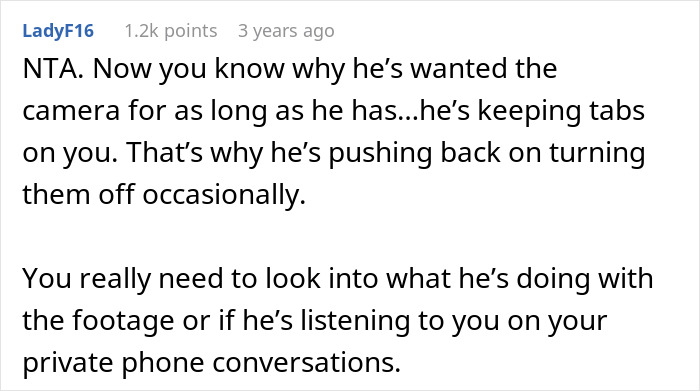 Controlling Man Insists On Keeping Indoor Camera On All The Time, Mad At Wife For Turning It Off Controlling Man Insists On Keeping Indoor Camera On All The Time, Mad At Wife For Turning It Off