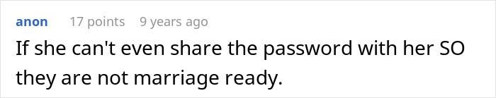 Comment on marriage readiness and password sharing Comment on marriage readiness and password sharing