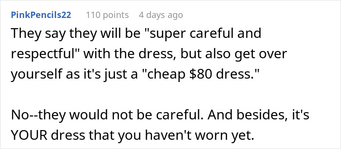 Comment on care and respect for a dream wedding dress Comment on care and respect for a dream wedding dress