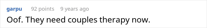 Comment suggesting couples therapy in wedding cake drama Comment suggesting couples therapy in wedding cake drama