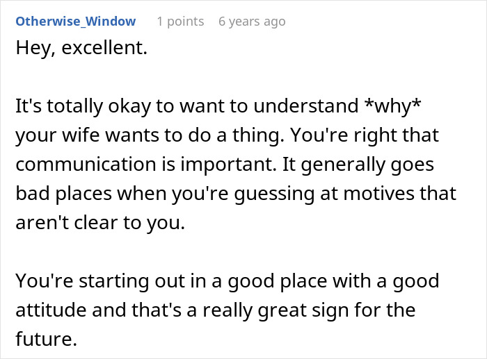Comment endorsing communication and understanding in marriage
