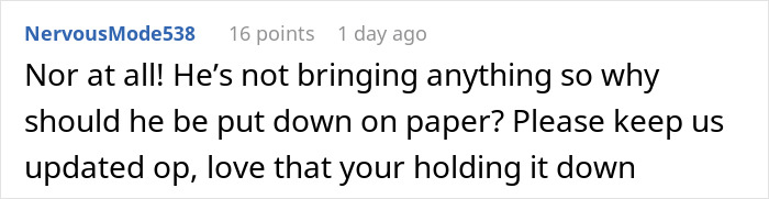 Comment supporting woman making decision about fianc&eacute; and debt