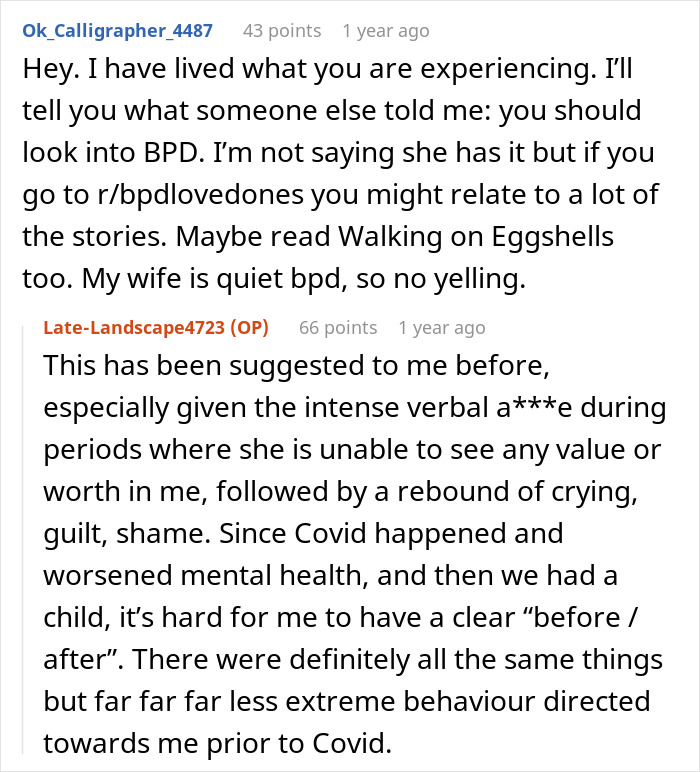 Reddit thread discussing a man's deflated feeling after his wife dismisses his successful business as a hobby.