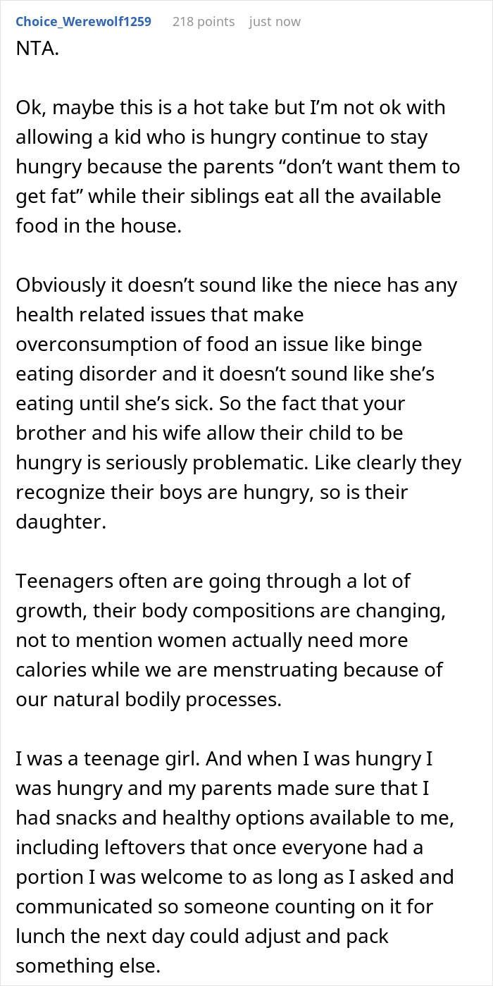 Woman Secretly Buys Niece Food After Brother&rsquo;s Sexist And Fatphobic Comment, He Loses It