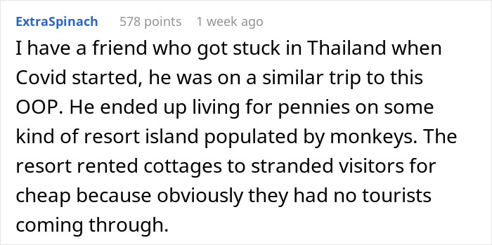 A comment from ExtraSpinach about a friend's dream trip that turned into an impossible choice after Covid.