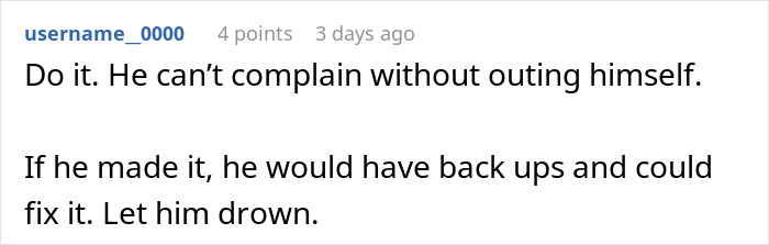Comment suggesting to let the coder prove his own work