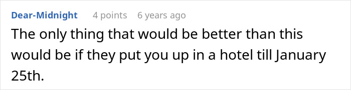 A Reddit comment suggests a hotel stay as better than the given situation, related to a woman learning to defend herself.