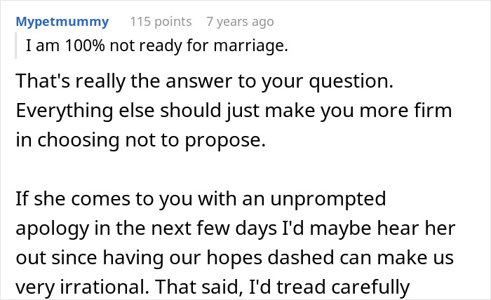 Discussion about not being ready for marriage and advice on choosing not to propose Discussion about not being ready for marriage and advice on choosing not to propose