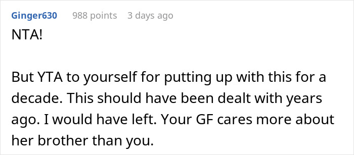 Guy Gives GF An Ultimatum After Getting Fed Up With Her Freeloading Brother Who Refuses To Be An Actual Adult