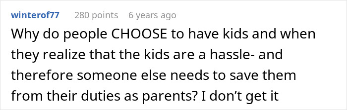 Question about parenting duties and children in entitlement conversation Question about parenting duties and children in entitlement conversation