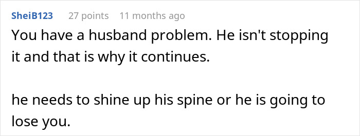 A comment about a husband's inaction causing problems, relevant to the mil broke in son house Valentine's Day story.