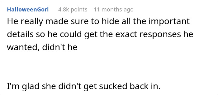 Comment on husband demanding paternity test hiding details and wife avoiding getting sucked back in Comment on husband demanding paternity test hiding details and wife avoiding getting sucked back in