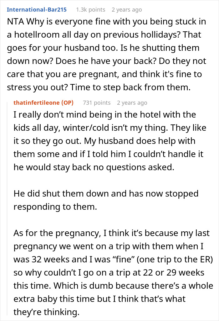 Online discussion about pregnancy and stressful family vacation Online discussion about pregnancy and stressful family vacation