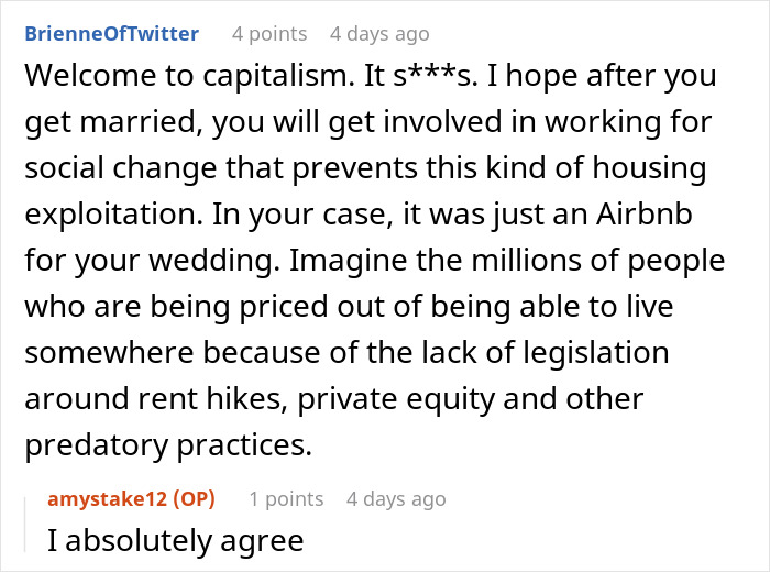 “Wonder Why The Economy Is So Bad?” Bride Refuses To Go Into Debt Because Of Airbnb Owner’s Greed “Wonder Why The Economy Is So Bad?” Bride Refuses To Go Into Debt Because Of Airbnb Owner’s Greed