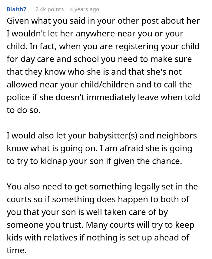A Reddit post advising caution against a hostile MIL and her grandchild, highlighting custody and safety due to circumcision issues.
