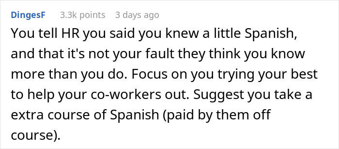 Advice to HR about limited Spanish skills and suggesting Spanish course Advice to HR about limited Spanish skills and suggesting Spanish course
