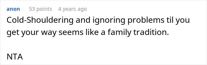 A Reddit comment from anon about a family ignoring problems, relating to an irresponsible sister-in-law situation.