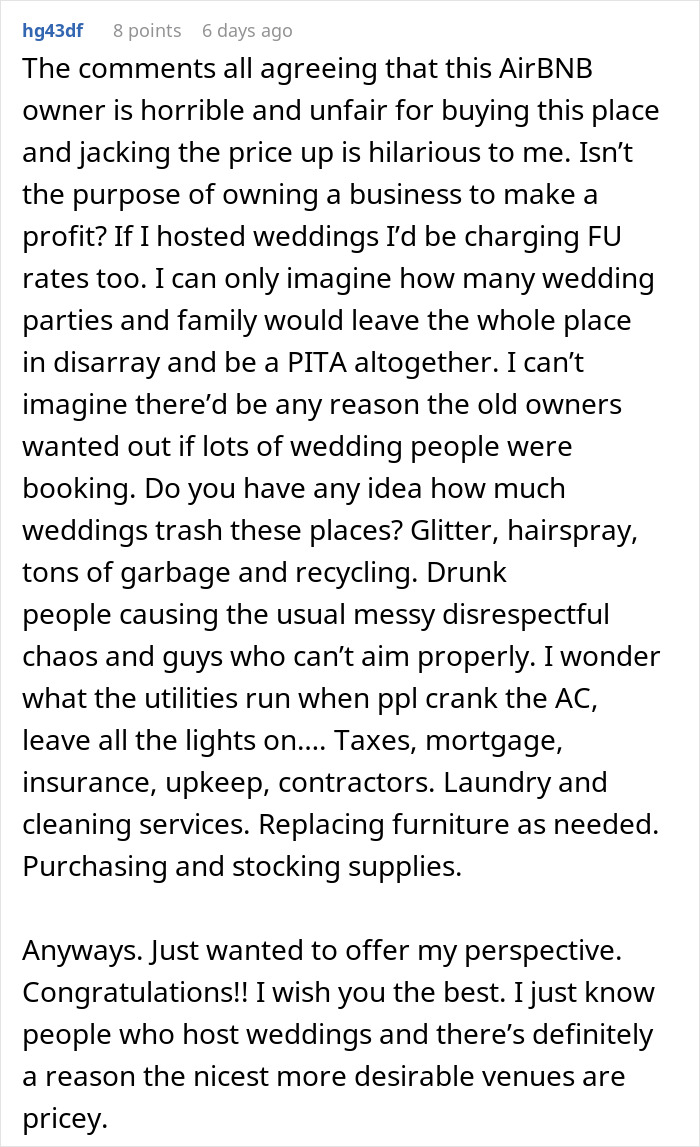 “Wonder Why The Economy Is So Bad?” Bride Refuses To Go Into Debt Because Of Airbnb Owner’s Greed “Wonder Why The Economy Is So Bad?” Bride Refuses To Go Into Debt Because Of Airbnb Owner’s Greed