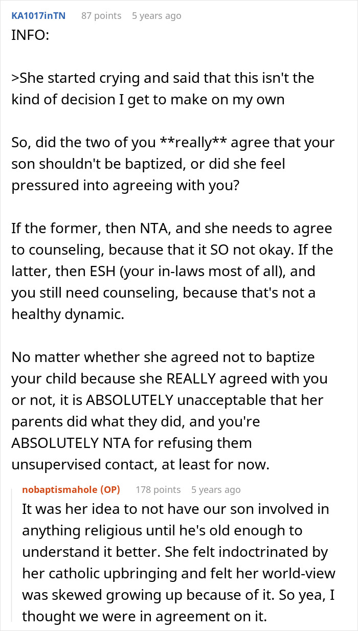 Couple Returns From Trip To Discover MIL Secretly Baptized Their Child, Dad Has Major Meltdown