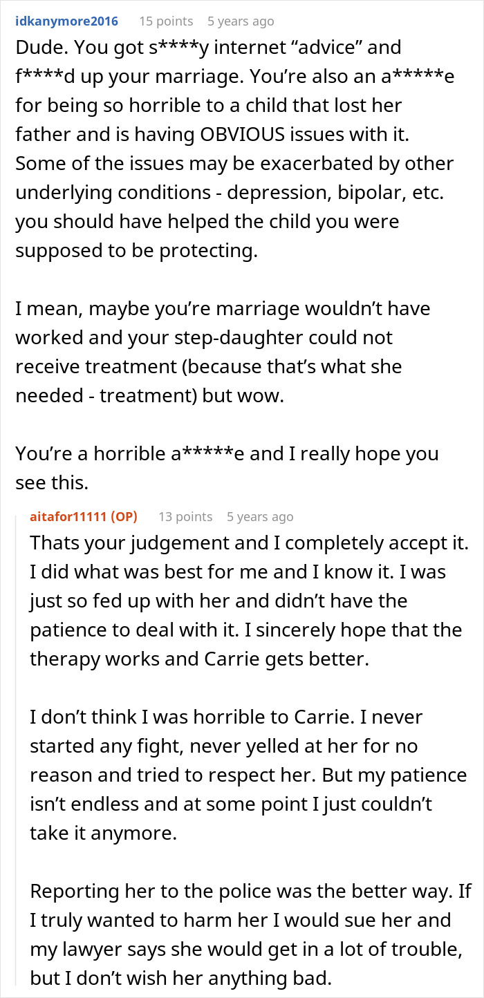 Online discussion about stepfather and legal issues with teenage stepdaughter