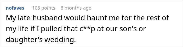 Comment on late husband haunting memory if similar wedding drama occurred