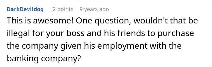 Question about legality of boss and friends buying company in boss losing millions story Question about legality of boss and friends buying company in boss losing millions story
