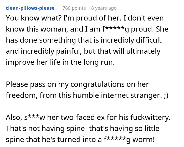 Supportive comment praising woman for difficult wedding decision Supportive comment praising woman for difficult wedding decision