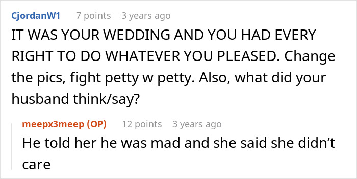 Advice to bride on altering pictures after mother-in-law's outfit choice at wedding Advice to bride on altering pictures after mother-in-law's outfit choice at wedding