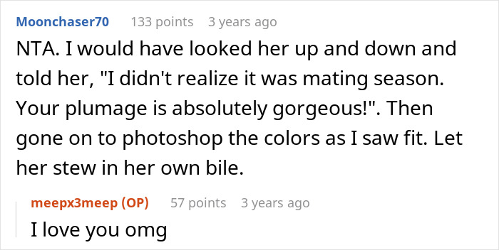 Comment about photoshopping MIL's purple outfit at pink and black themed wedding Comment about photoshopping MIL's purple outfit at pink and black themed wedding