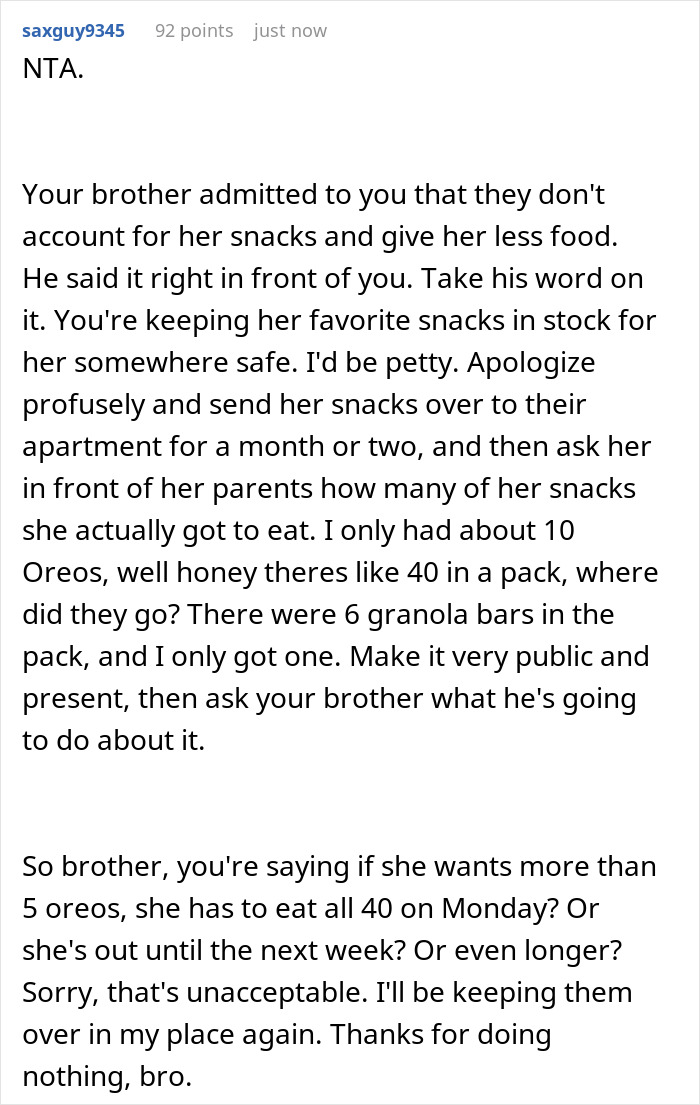 Woman Secretly Buys Niece Food After Brother&rsquo;s Sexist And Fatphobic Comment, He Loses It