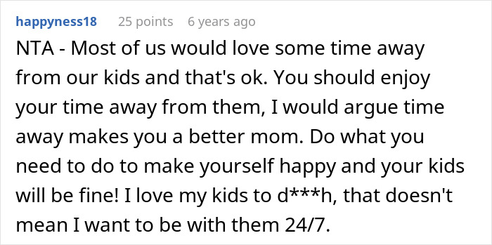 A parent's Reddit comment about wanting time away from kids, reflecting what many parents won&rsquo;t say out loud.