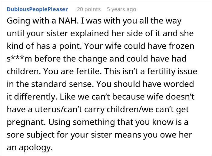 Comment discussing fertility issues and the impact on family communication Comment discussing fertility issues and the impact on family communication
