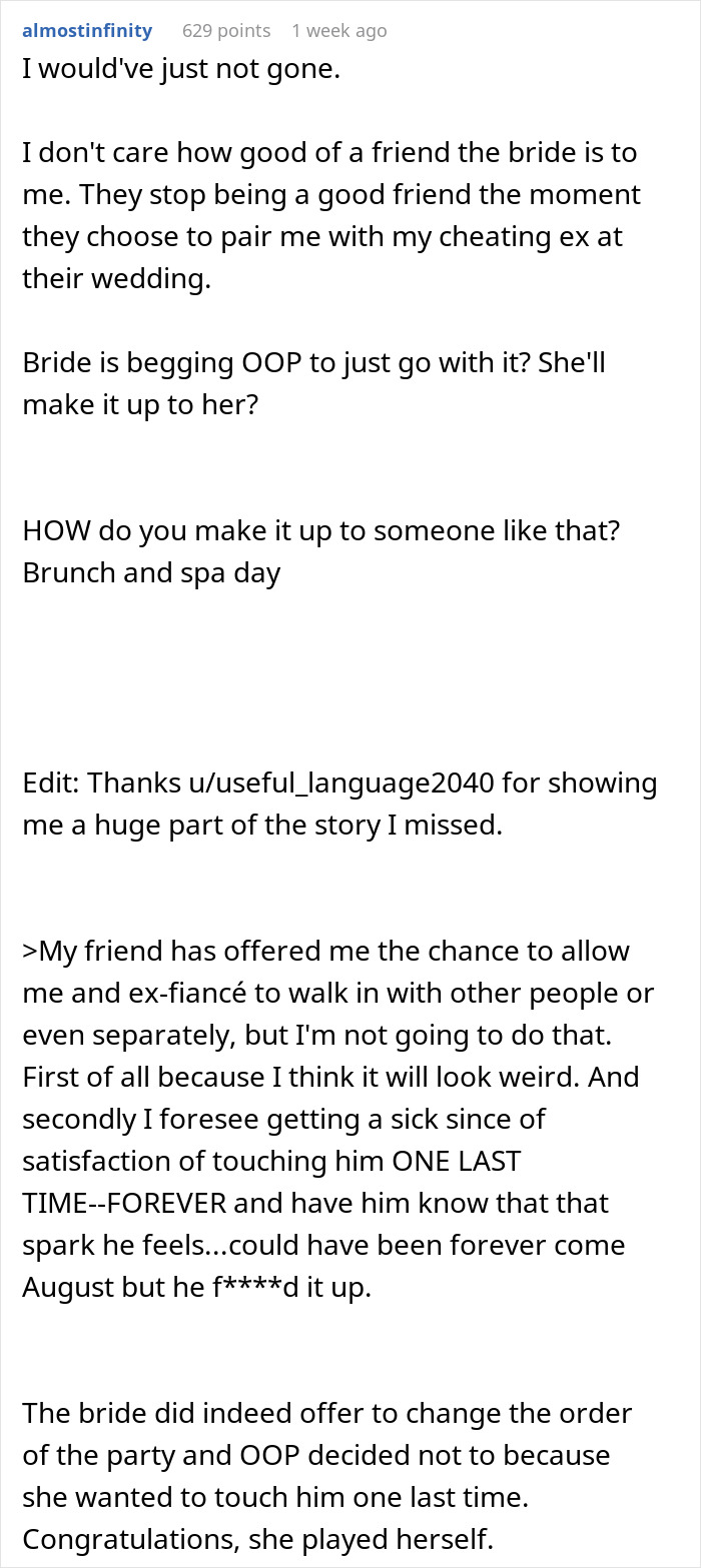 MOH's Cheater Ex Is Best Man At Friend's Wedding, She's Frantic As She Can't Even Look At Him MOH's Cheater Ex Is Best Man At Friend's Wedding, She's Frantic As She Can't Even Look At Him